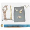 LADIES MATCHING WATCH, EARRING, NECKLACE,