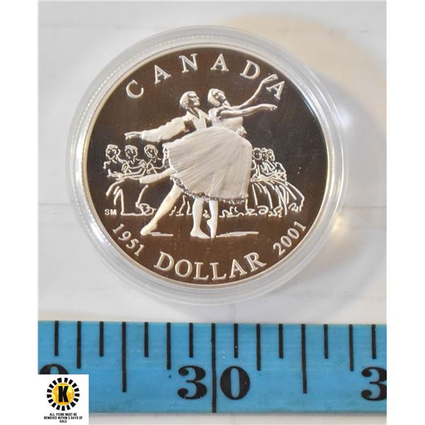 2001 CANADA SILVER PROOF DOLLAR IN CASE