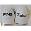 2 NEW. GOLF CAPS TITLEIST, PING SIZE M-L