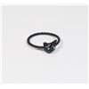 Image 1 : NEW BLACK TONE CAT ROPE RING WITH BLUE RHINESTONE