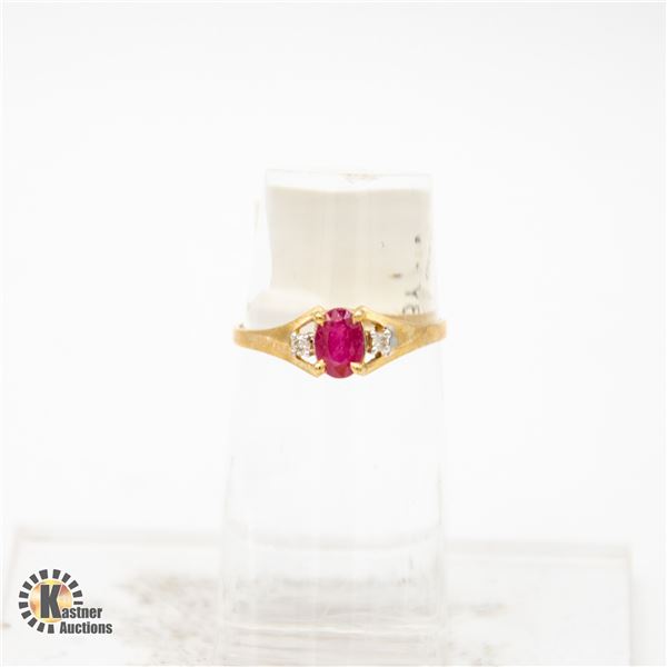 BZ601-23 10K RUBY DIAMOND RING SZ 6.5 WEIGHT 1.2G