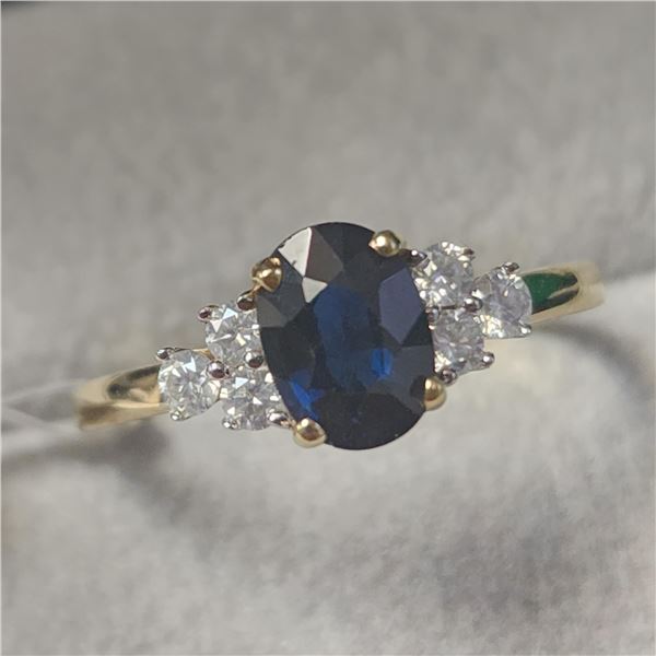 BZ1341-9 10K SAPPHIRE/DIAMOND RING