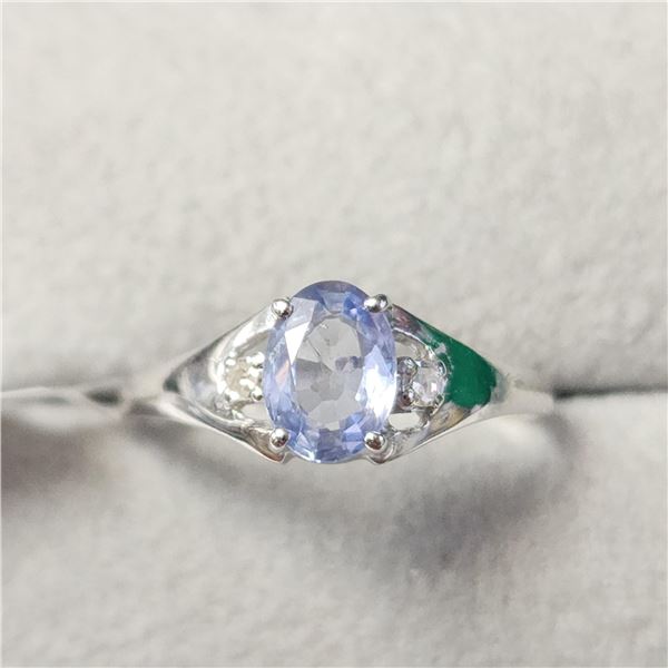 BZ1341-13 10K CEYLON SAPPHIRE/DIAMOND RING