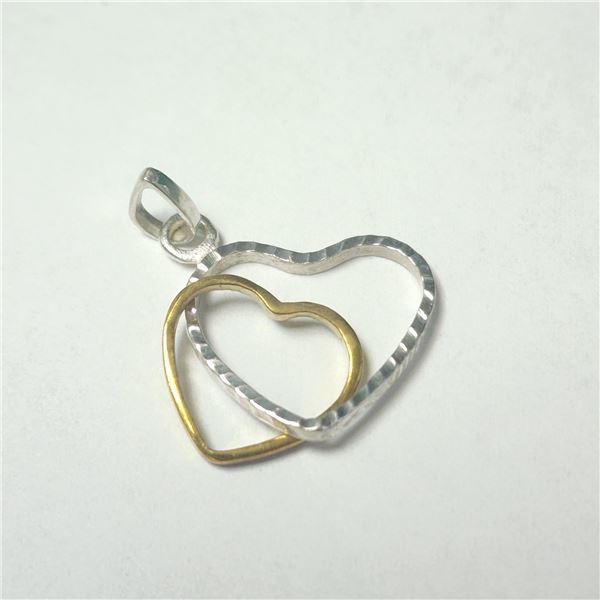 BZ1341-45 SILVER DOUBLE HEART PENDANT