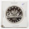 Image 1 : 1963 SILVER CANADA $1 DOLLAR COIN UNCIRCULATED