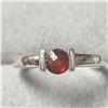 BZ1341-29 SILVER GARNET RING SIZE 7