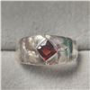 BZ1341-39 SILVER GARNET RING SIZE 7