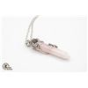 Image 1 : NEW POLISHED ROSE QUARTZ PENDANT NECKLACE