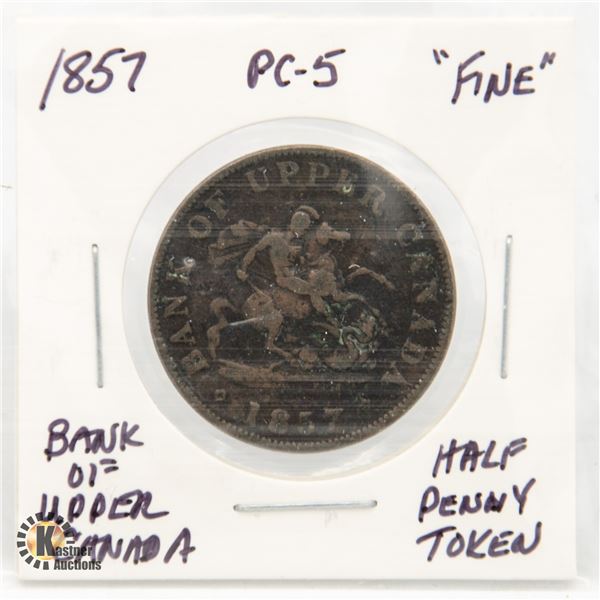 1857 UPPER CANADA HALF PENNY