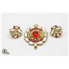 Image 1 : VINTAGE RUBY RED AND WHITE RHINESTONE