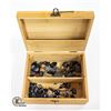 Image 1 : WOODEN BOX OF BLACK OBSIDIAN & SNOWFLAKE OBSIDIAN
