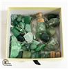 TRAY OF GENUINE GREEN AVENTURINE, GREEN JASPER &