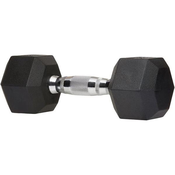 NEW AMZ BASICS RUBBER ENCASED HEX DUMBBELL 15LB