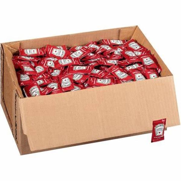 NEW CASE OF 1000 HENIZ KETCHUP SINGLE SERVE PACKS