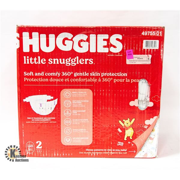 NEW BOX OF 148 HUGGIES DIAPERS 12-189 LBS