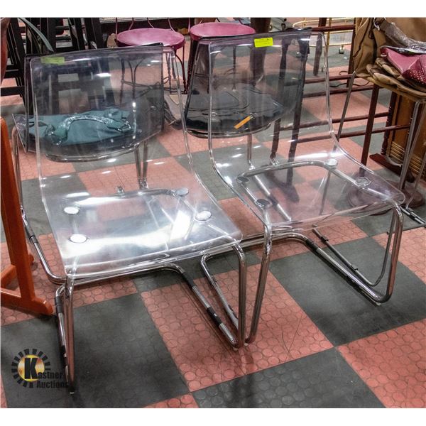 PAIR OF TOBIAS CLEAR CHAIRS