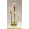 Image 1 : VINTAGE BRASS AND GLASS TULIP LAMP