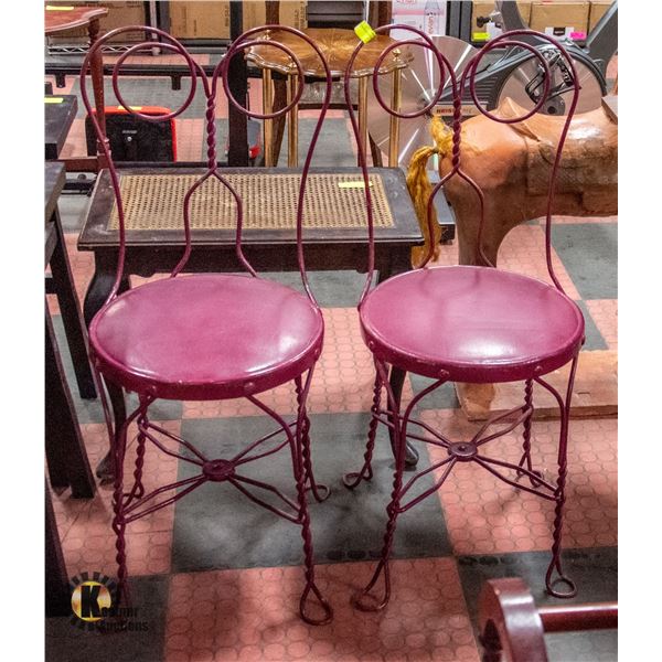 2 VINTAGE PINK METAL CHAIRS
