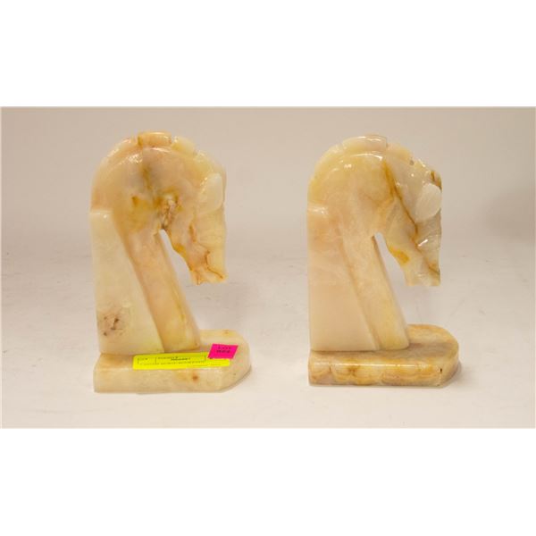 2 STONE HORSE BOOKENDS