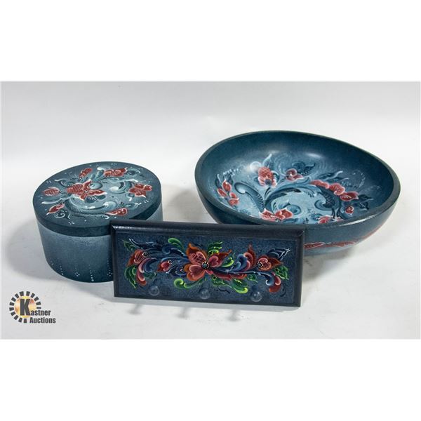 VINTAGE ARTISAN ROSEMALING FOLK ART PIECES