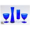 Image 1 : VINTAGE COBALT BLUE VASE WINE GLASS SET