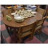 Image 1 : VINTAGE TABLE WITH LEAF + 5 WICKER BACK CHAIRS