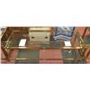 Image 1 : METAL AND GLASS COFFEE TABLE 57" X 22" X 17"