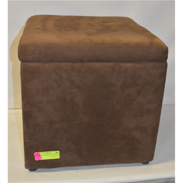 BROWN FOOTSTOOL STORAGE CUBE