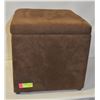 BROWN FOOTSTOOL STORAGE CUBE