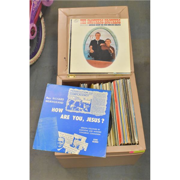 VINTAGE HASSOCK WITH RECORDS
