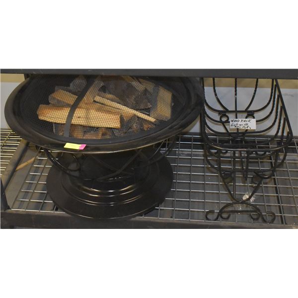 FIRE PIT WITH WOOD RACK