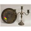 Image 1 : CANDLEABRA SILVER PLATED WITH PLATTER