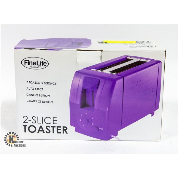 NEW FINELIFE 2 SLICE TOASTER (PURPLE)