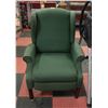 Image 1 : VINTAGE GREEN RECLINING WING BACK CHAIR