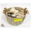 Image 1 : BASKET OF CORAL AND SEASHELLS