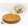 Image 1 : 4 WOODEN PLATES WITH SERVING DISH