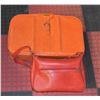 Image 1 : VINTAGE ORANGE SUITCASE W/MATCHING CARRY ON BAG