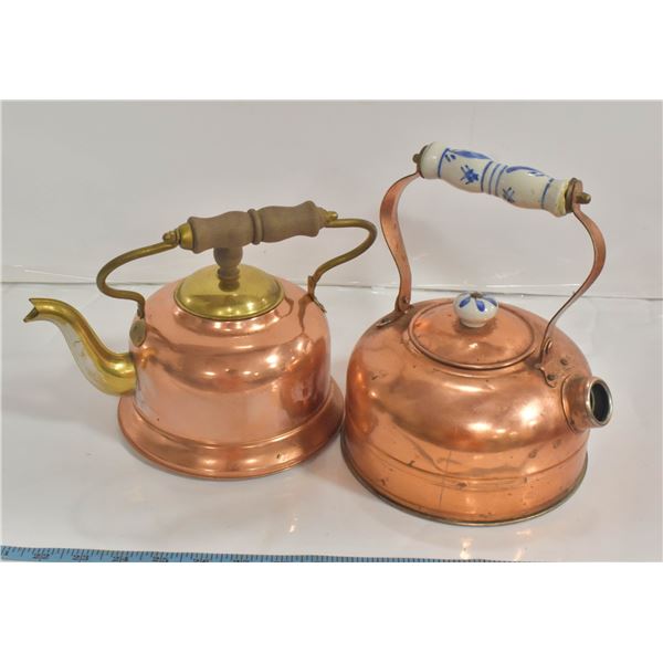 COPPER TEA POT PAIR