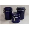 Image 1 : COBALT BLUE 3 PIECE CANISTER SET-ESTATE