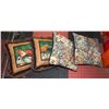 Image 1 : 2 HANDMADE HORSE QUILT PILLOWS & 2 CHINTZ