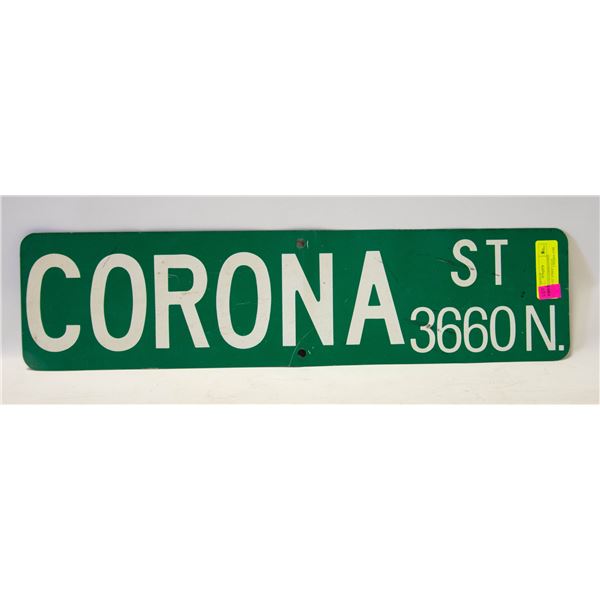 VINTAGE DECOMMISSIONED CORONA ST. STREET SIGN