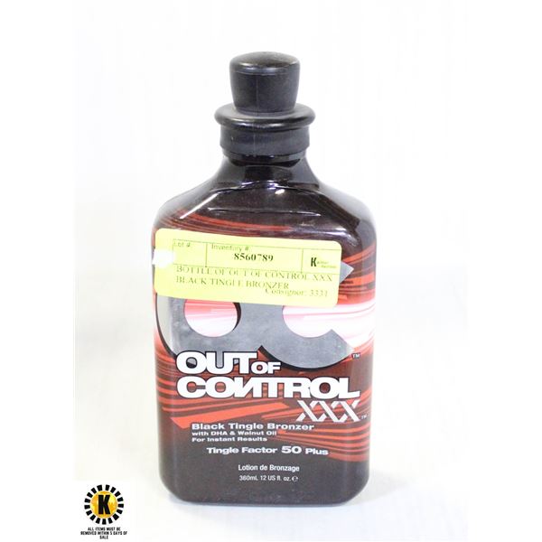 BOTTLE OF OUT OF CONTROL XXX BLACK TINGLE BRONZER