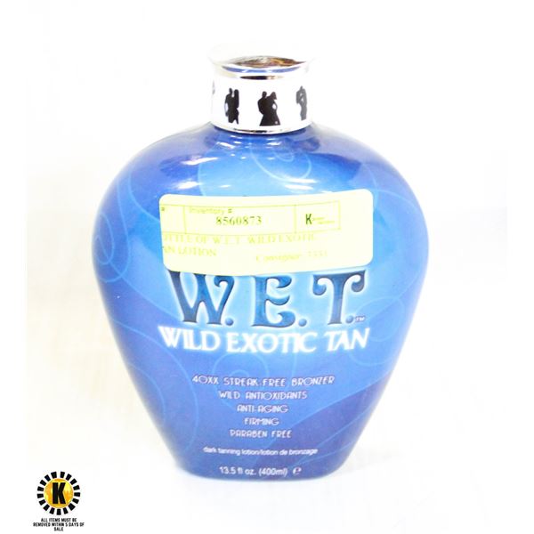 BOTTLE OF W.E.T. WILD EXOTIC TAN LOTION