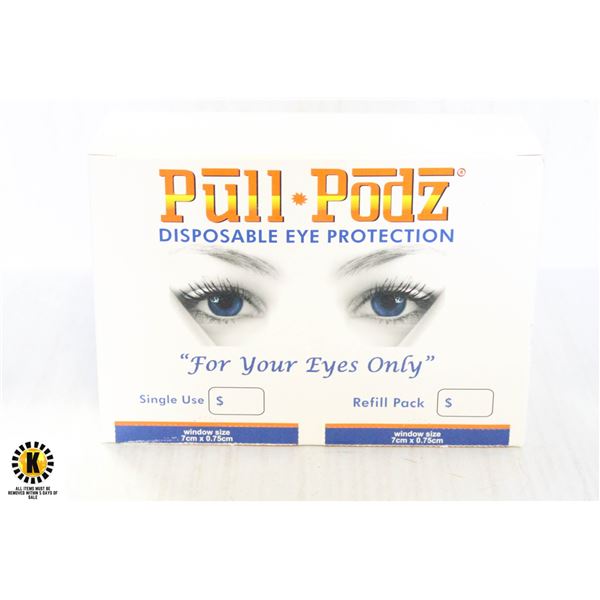 BOX OF PULL PODZ DISPOSABLE EYE PROTECTION