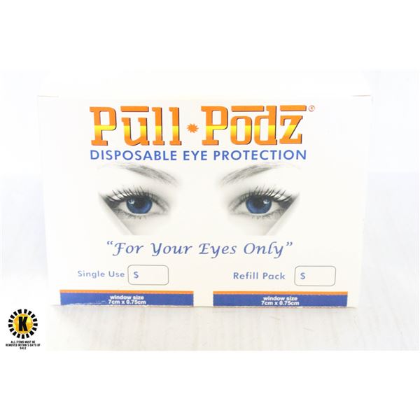 BOX OF PULL PODZ DISPOSABLE EYE PROTECTION