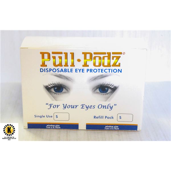 BOX OF PULL PODZ DISPOSABLE EYE PROTECTION