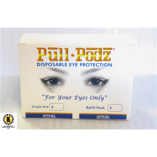 BOX OF PULL PODZ DISPOSABLE EYE PROTECTION