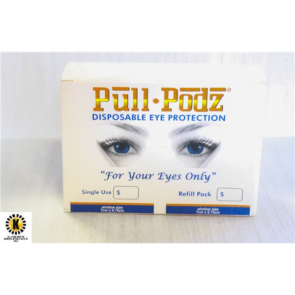 BOX OF PULL PODZ DISPOSABLE EYE PROTECTION