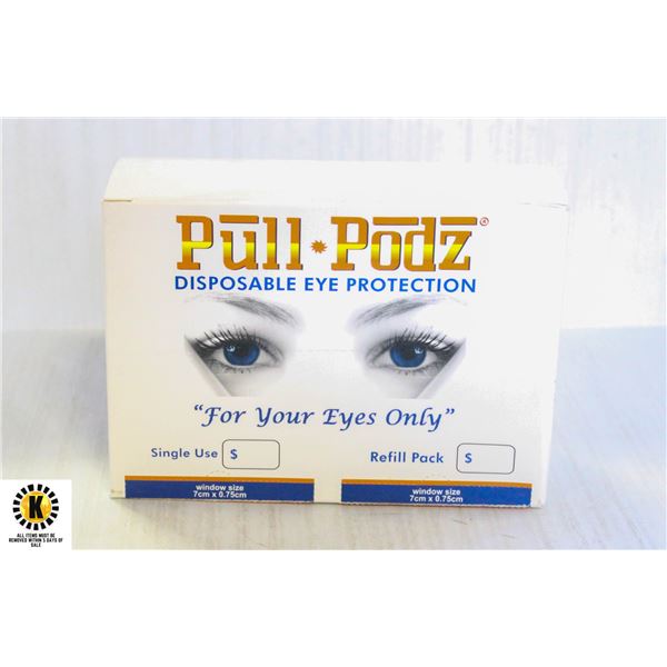 BOX OF PULL PODZ DISPOSABLE EYE PROTECTION