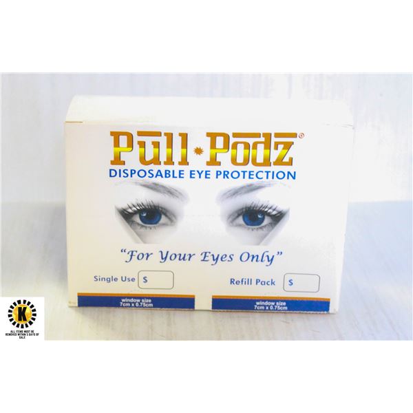 BOX OF PULL PODZ DISPOSABLE EYE PROTECTION